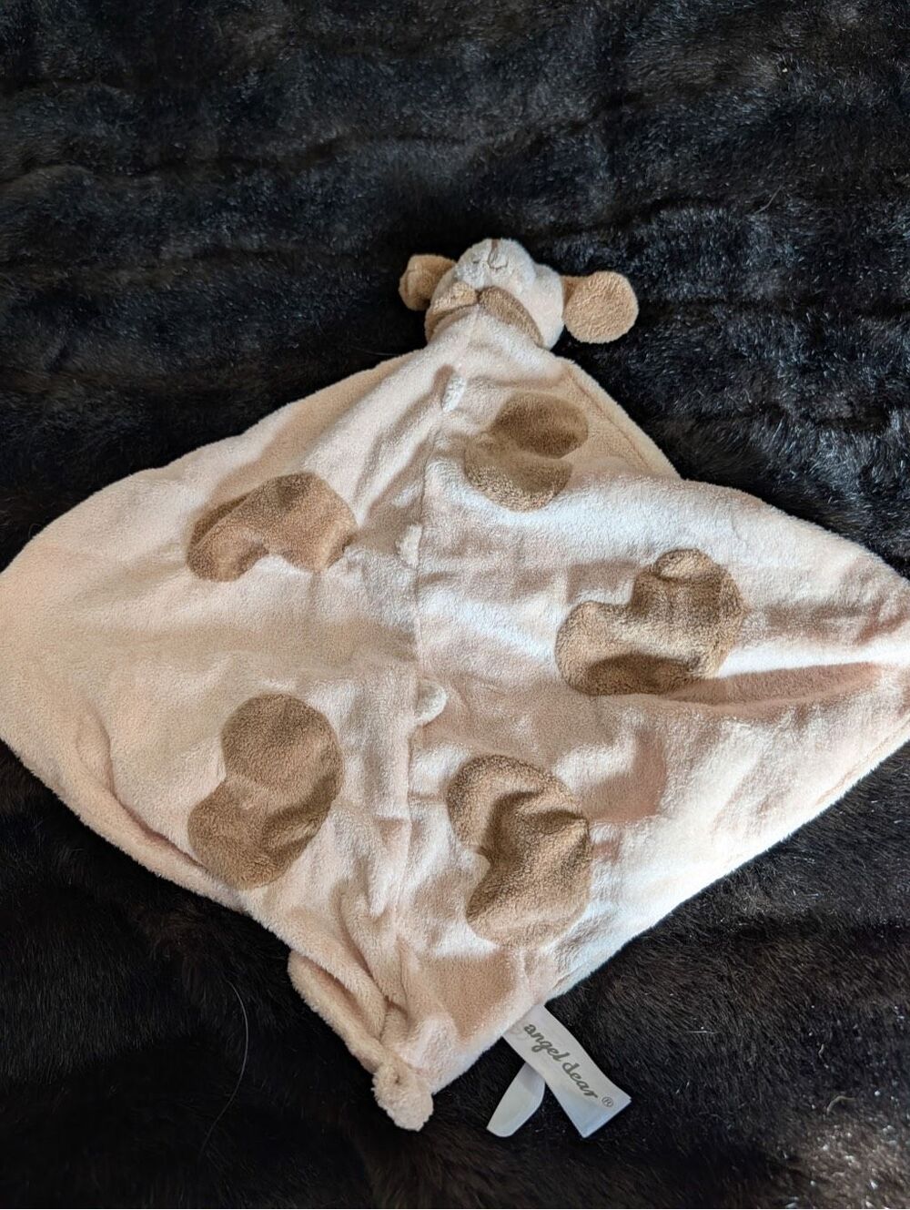 Angel Dear Brown Tan Puppy Dog Security Blanket Lovey Lovie Knotted Edges Plush